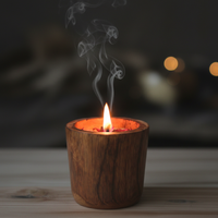 Rustic Wood & Rose Soy Wax Candle | Handcrafted Botanical Candle in Wooden Vessel