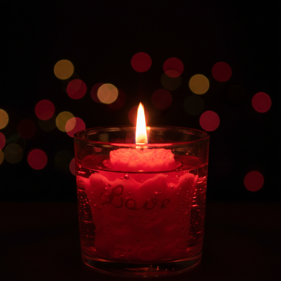Love Rose Gel Candle in Glass Jar | Romantic Valentine Candle Gift