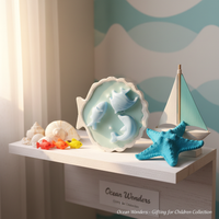 Ocean Theme Dolphin & Fish Wax Candle Set | Coastal Home Décor Candle in Shell Dish
