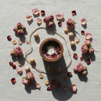 Rustic Wood & Rose Soy Wax Candle | Handcrafted Botanical Candle in Wooden Vessel