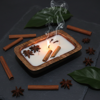 Spice Garden Soy Candle — Rustic Wooden Tray | Star Anise, Cinnamon & Clove