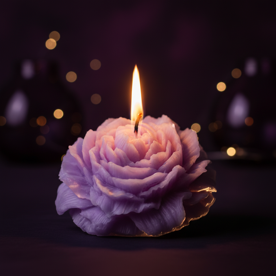 Lavende Rose — Lavender Soy Wax Rose Candle | Handcrafted Floral Candle | Sleep & Wellness Gift