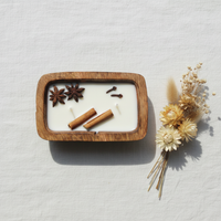 Spice Garden Soy Candle — Rustic Wooden Tray | Star Anise, Cinnamon & Clove
